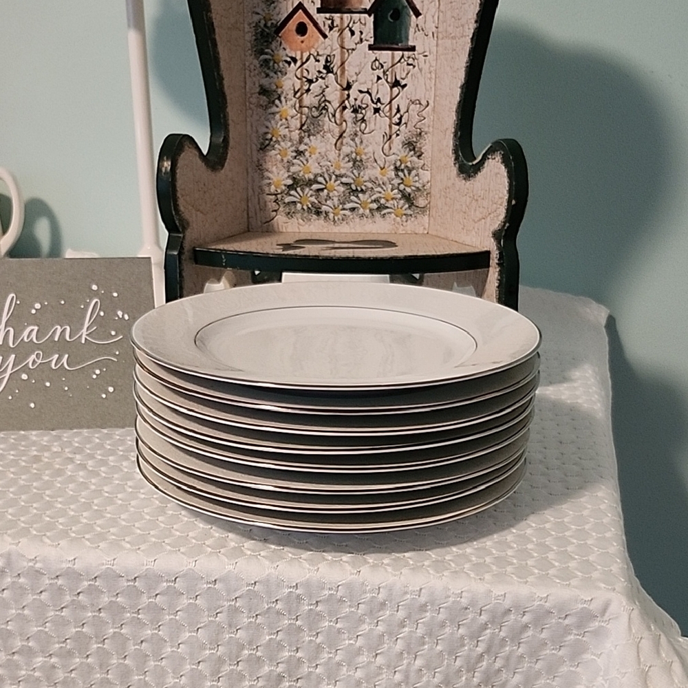 Set Of 8 Bridal Lace 8" Fine China Saucers From Royal Song Made In Japan